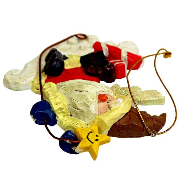 For My Life Santa Resin Ornaments, Folk Art Style Christmas Set of 2 (1999) - Picture 5 of 6